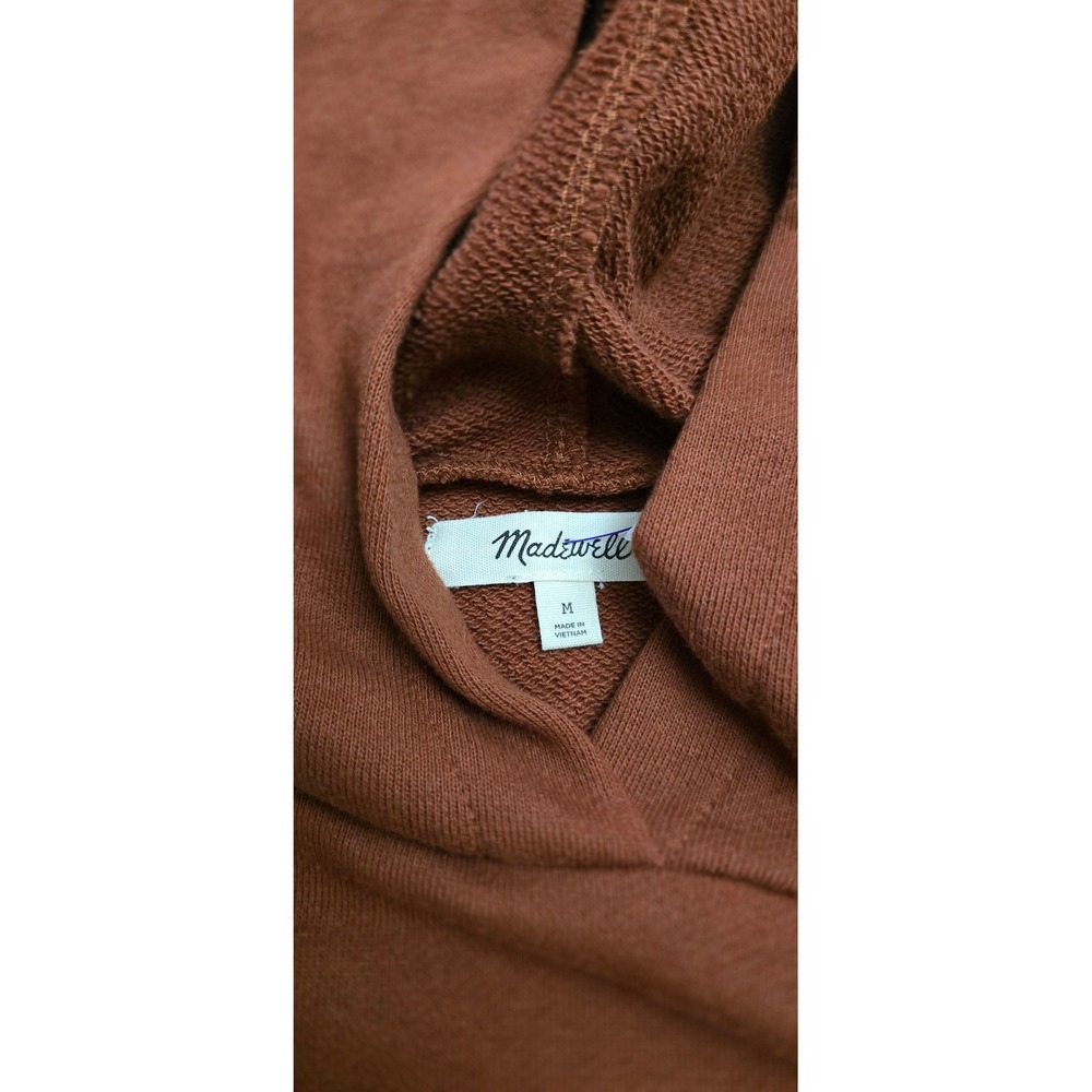 Madewell Women Puff Sleeve Hoodie Rust Orange Cotton Blend Size Medium - Picture 2 of 6
